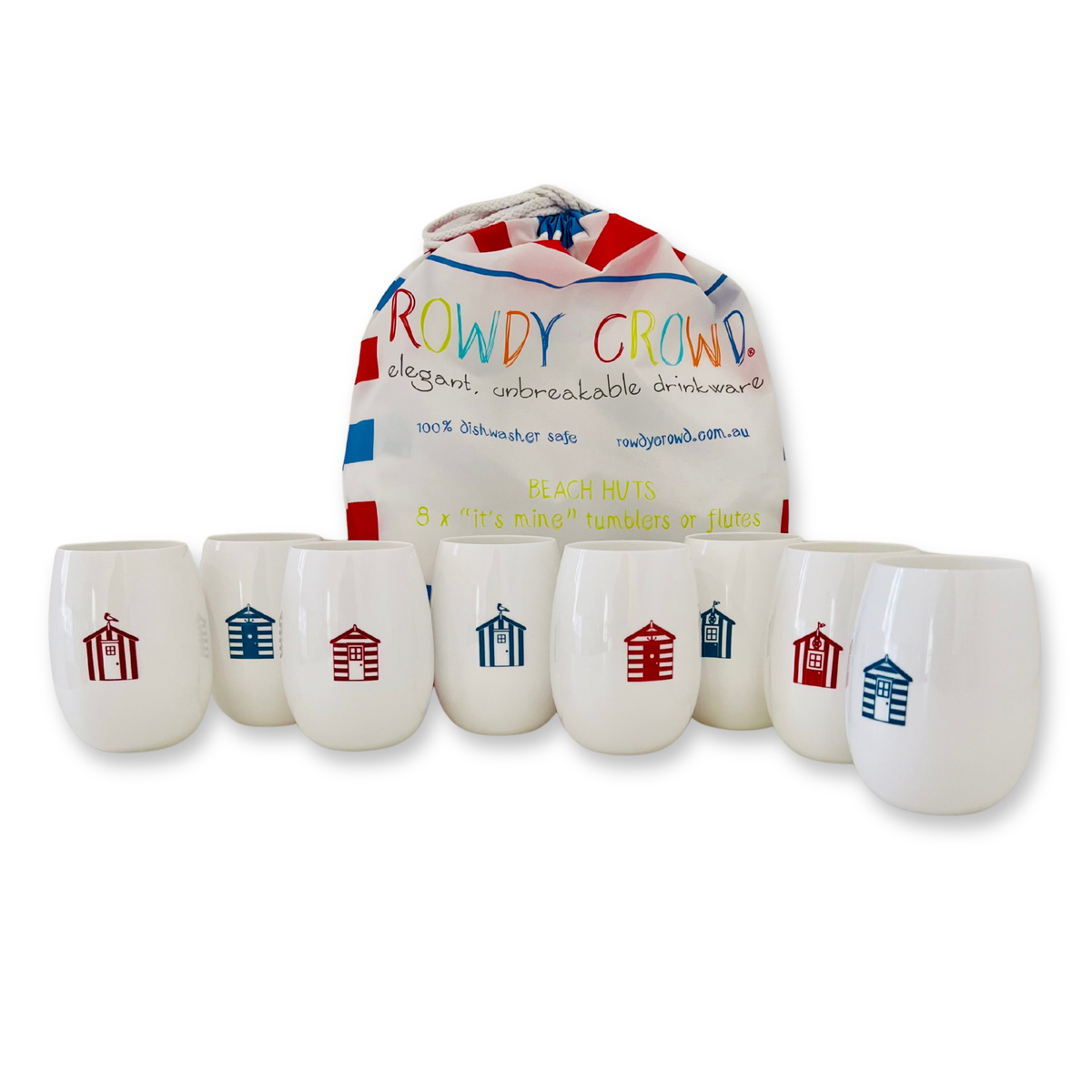 All White 8 Printed Wine Packs - Rowdy Beach Huts