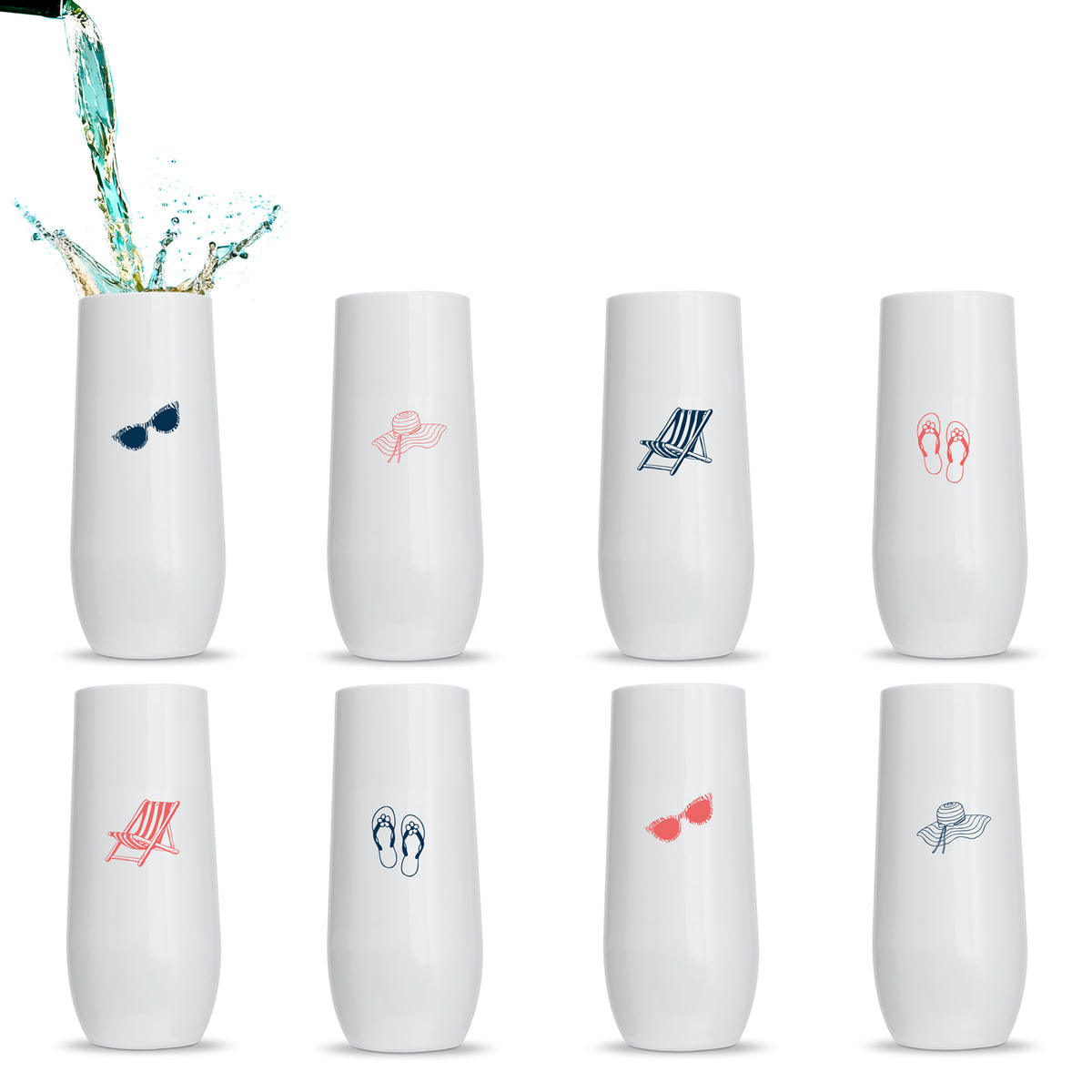 All White 8 Printed Champagne Packs - Rowdy Summer Vibes