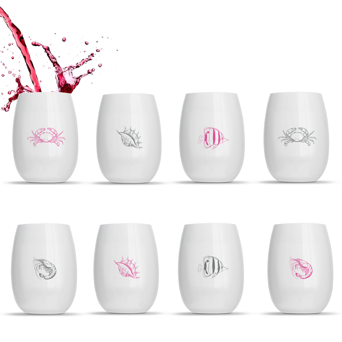 All White 8 Printed Wine Packs - Rowdy By The Sea