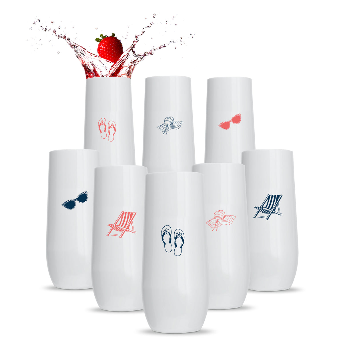 All White 8 Printed Champagne Packs - Rowdy Summer Vibes