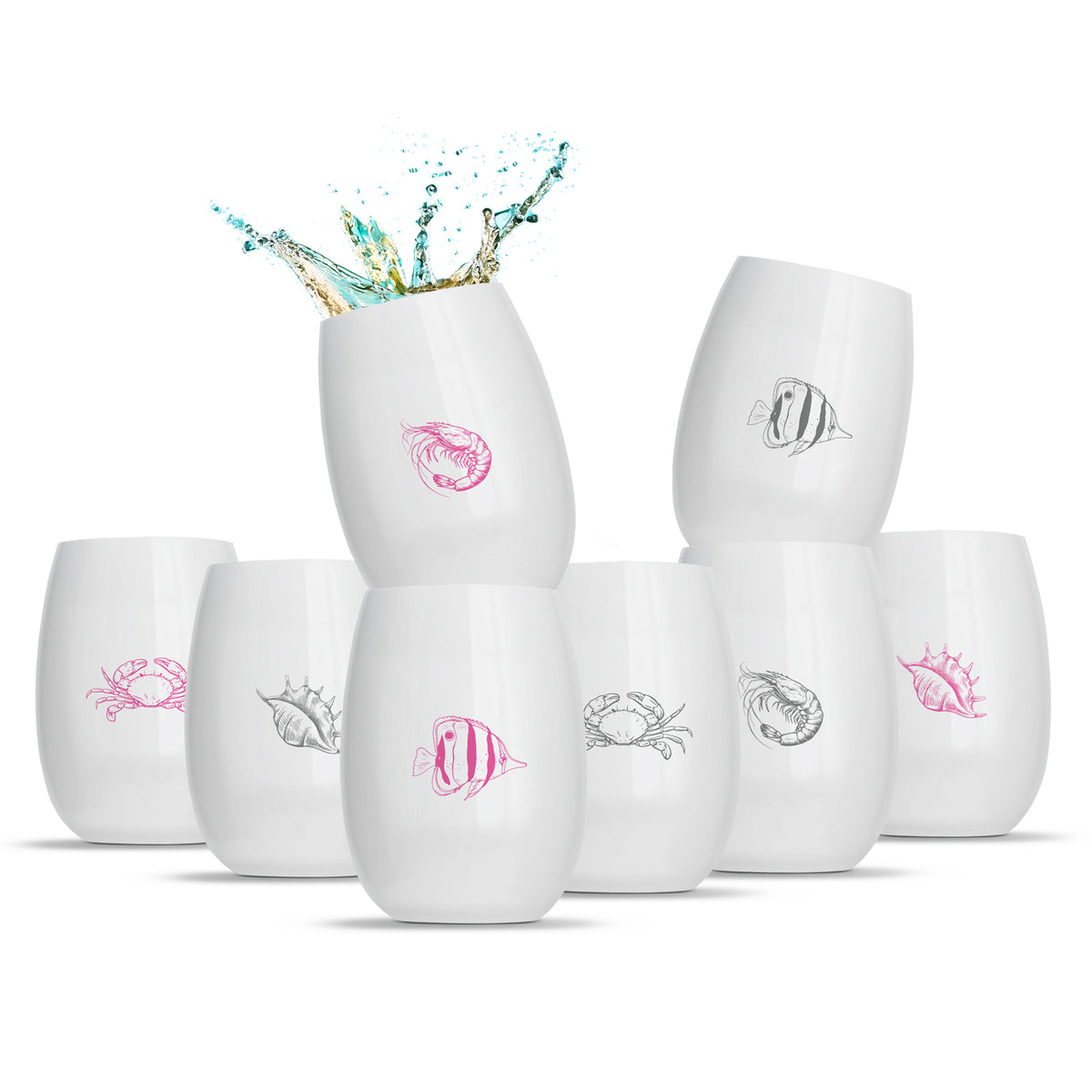 All White 8 Printed Wine Packs - Rowdy By The Sea