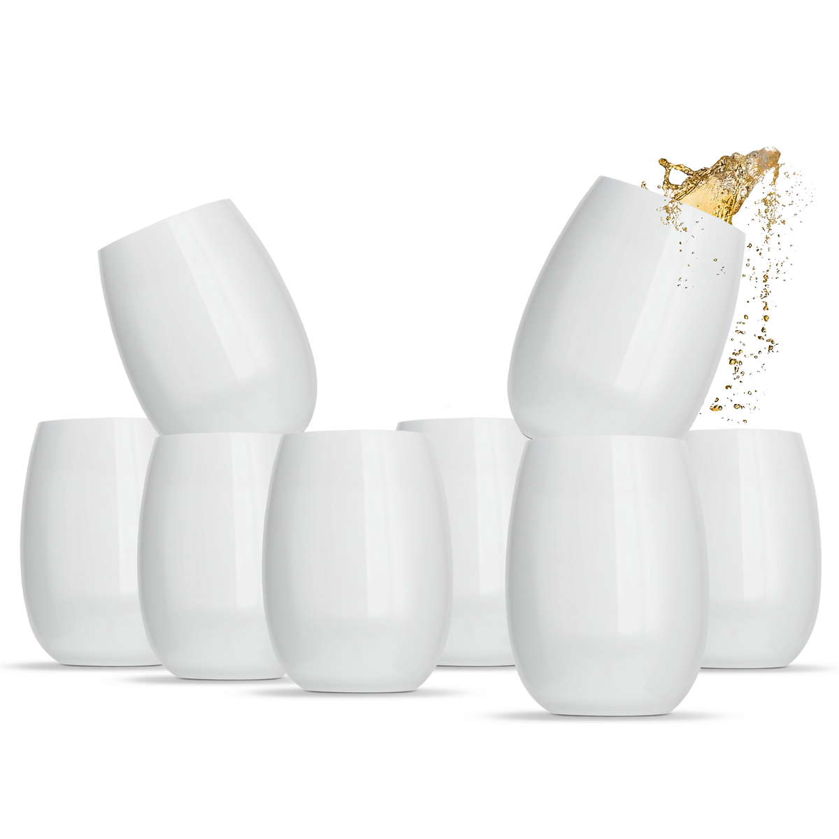 Set of White Wine lowball Tumblers unbreakable elegant reuseable 