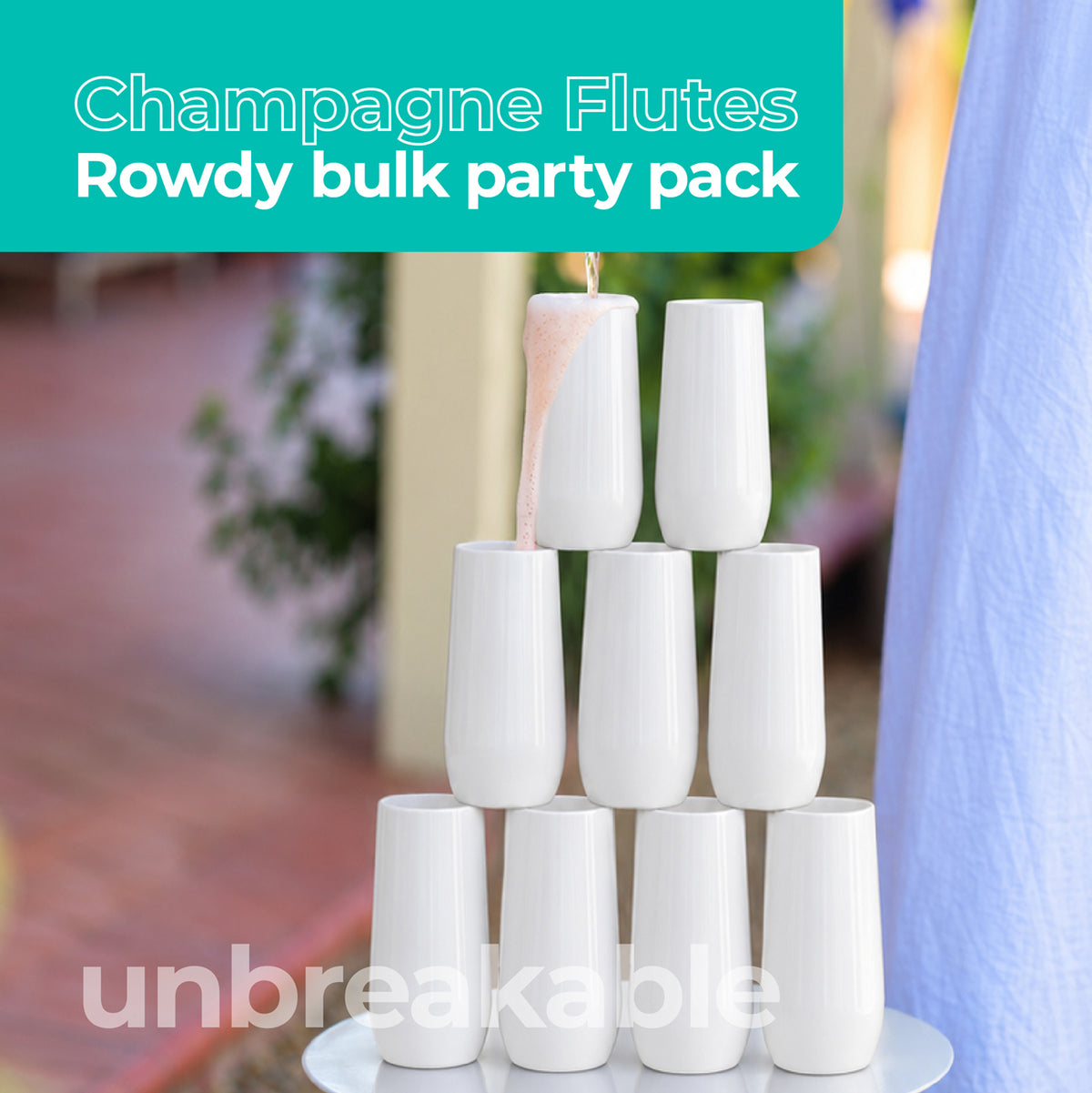 Bulk Pack 135 x All-White Champagne Flutes