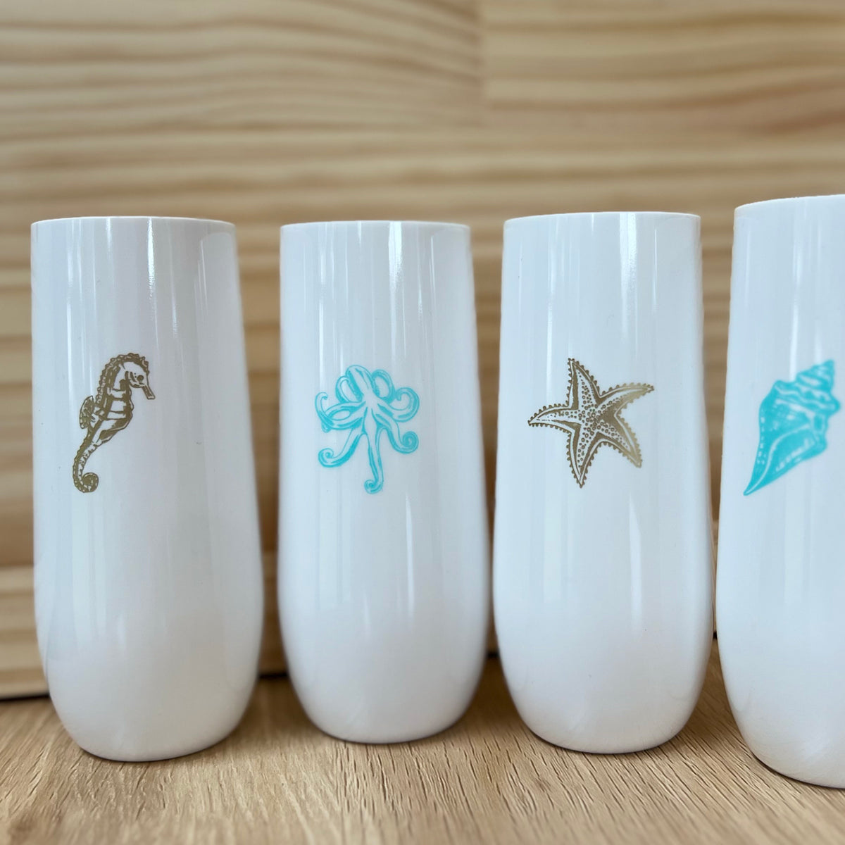 All White 8 Printed Champagne Packs - Rowdy By The Sea