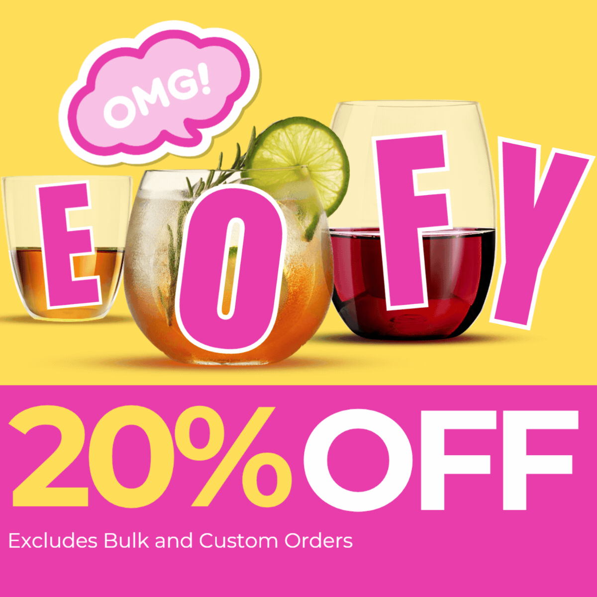 EOFY Sale unbreakable drinkware 20% OFF -limited time. excludes bulk and custom orders