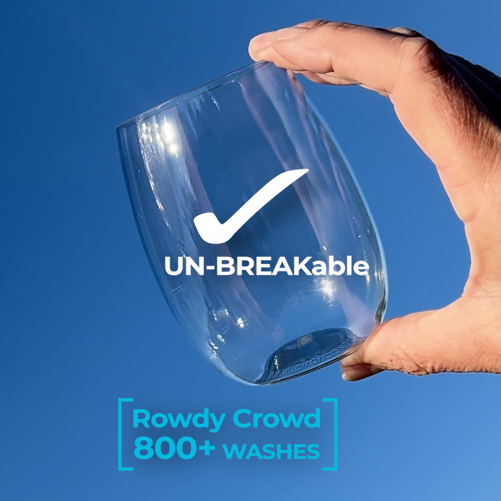 Rowdy Crowd Crystal Clear Wine Tumbler after 800 plus washes