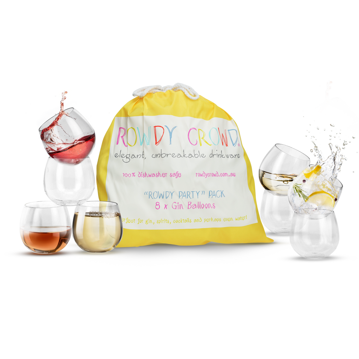 Rowdy Party Gin Balloon Pack, 8 Pieces, 385ml