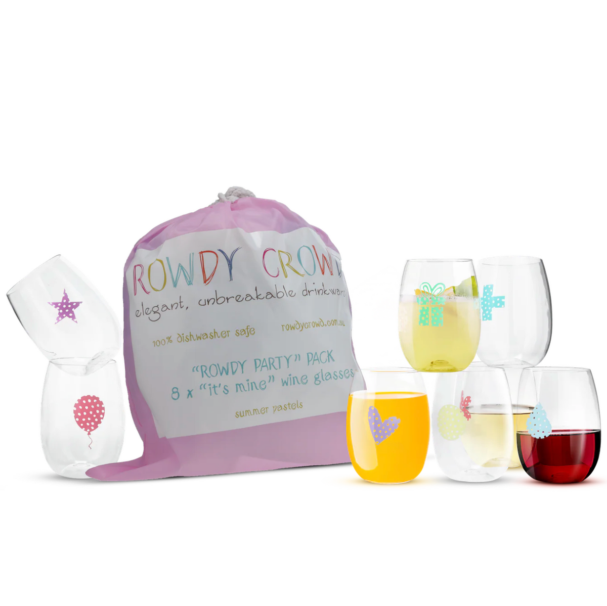 "It's Mine" 8 Printed Wine Packs - Summer Pastels