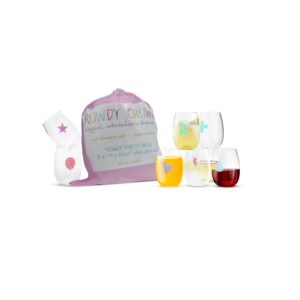 &quot;It&#39;s Mine&quot; 8 Printed Wine Packs - Summer Pastels