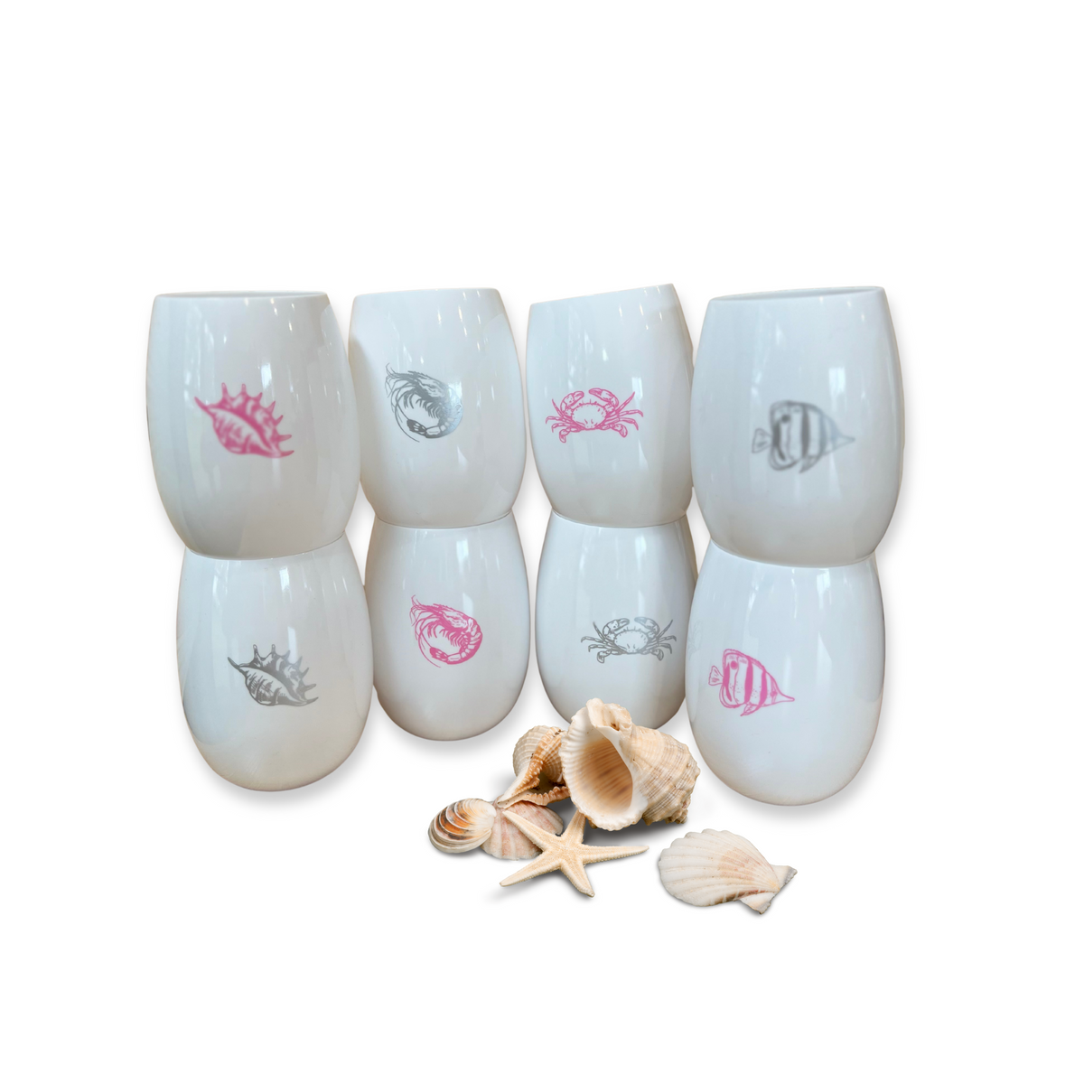 All White 8 Printed Wine Packs - Rowdy By The Sea